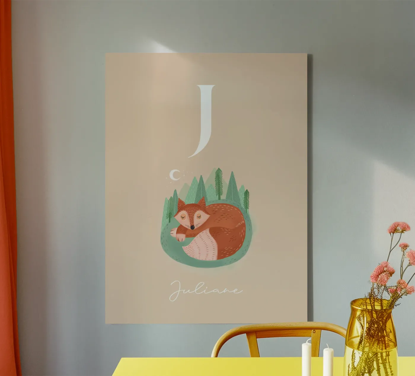 Initial with fox canvas by mymia