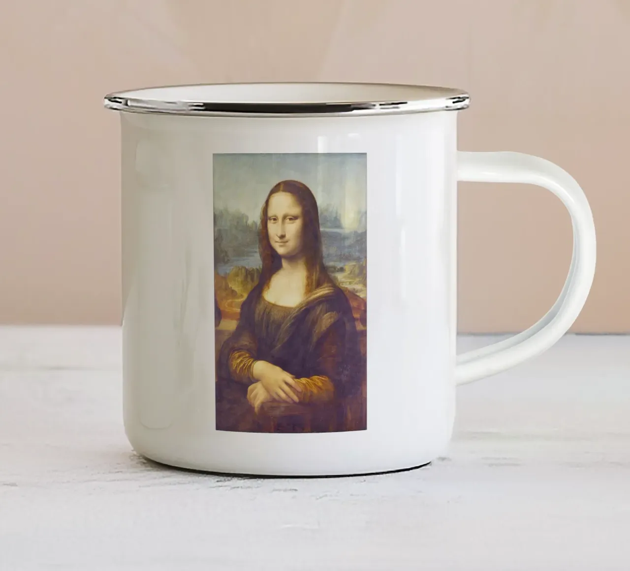 Mona Lisa by Leonardo da Vinci tazza in smalto da Classic Art Prints
