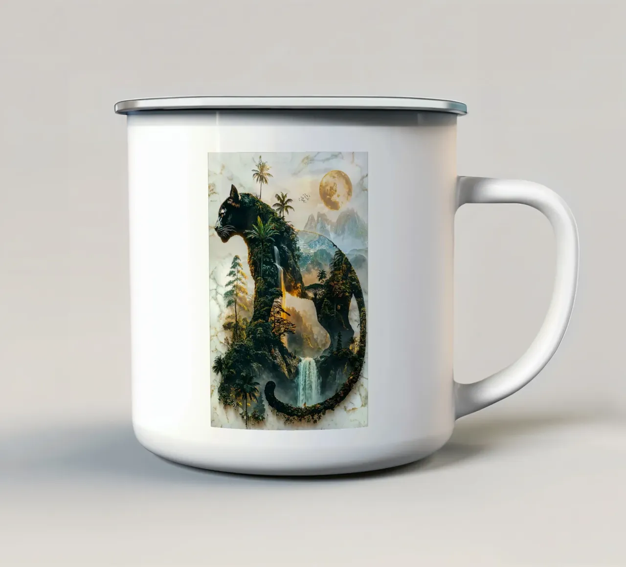 The Panther's Moonlit Domain tazza in smalto da Pixaverse