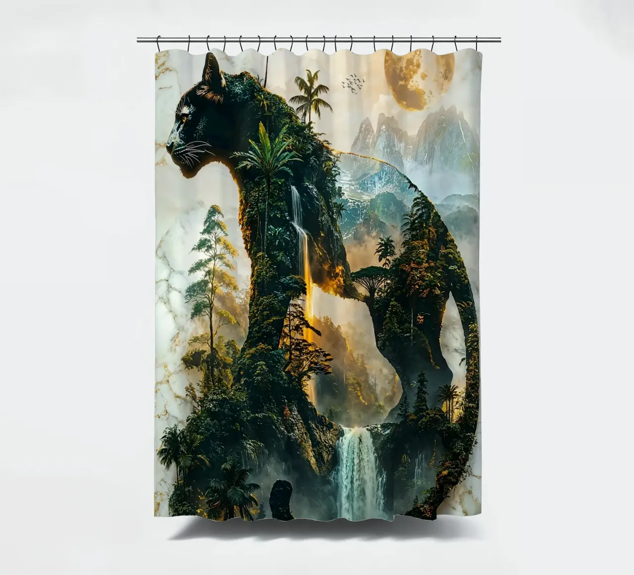 The Panther's Moonlit Domain tenda da doccia da Pixaverse