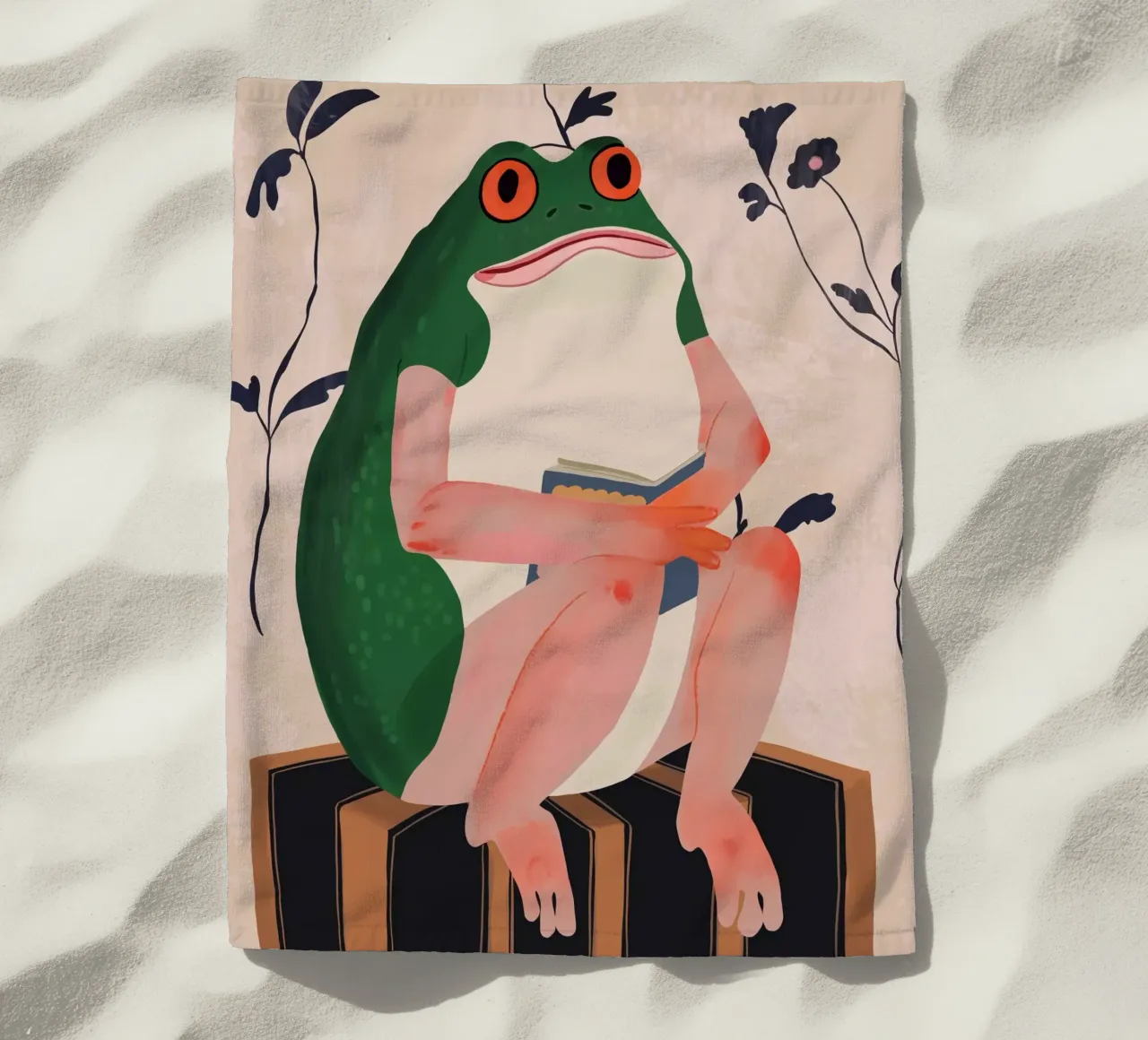 The Bookish Frog beach towel by ArtsySesta