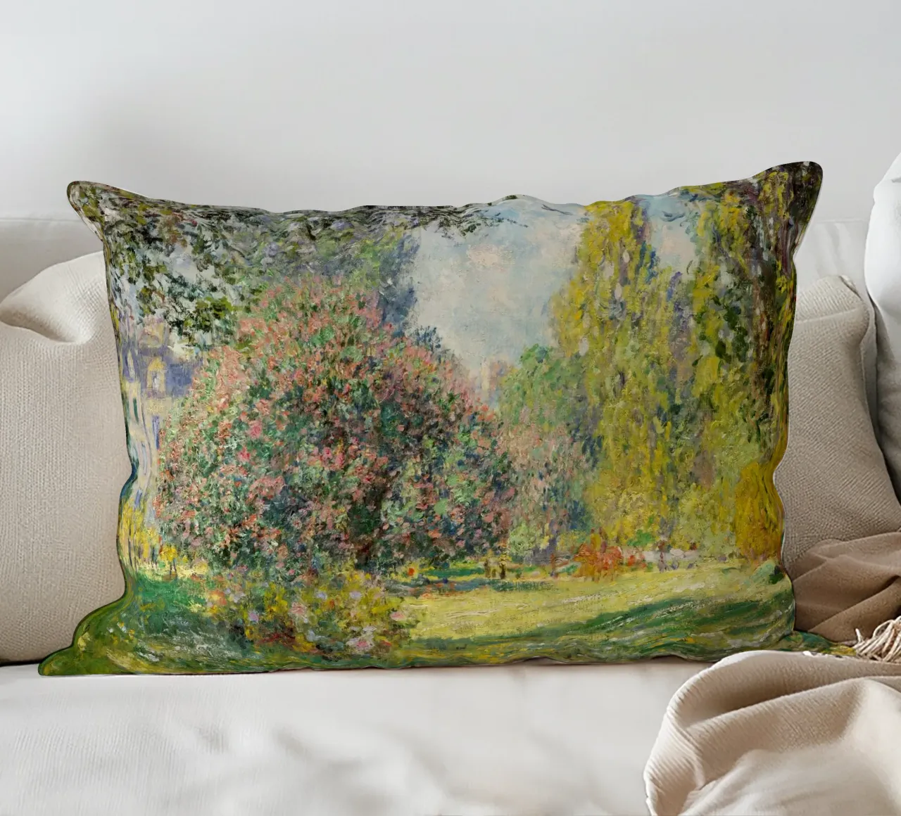 Il Parc Monceau (1876) di Claude Monet - cuscino da Classic Art Prints