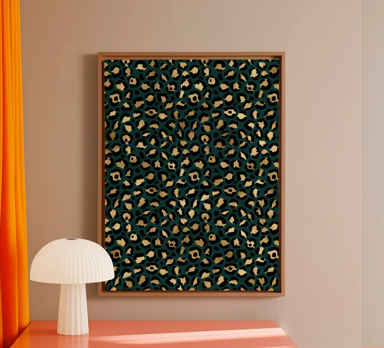 Verde, nero e oro Modello animale 1 tela con Cornice a cassetta da Yaso Design Animal