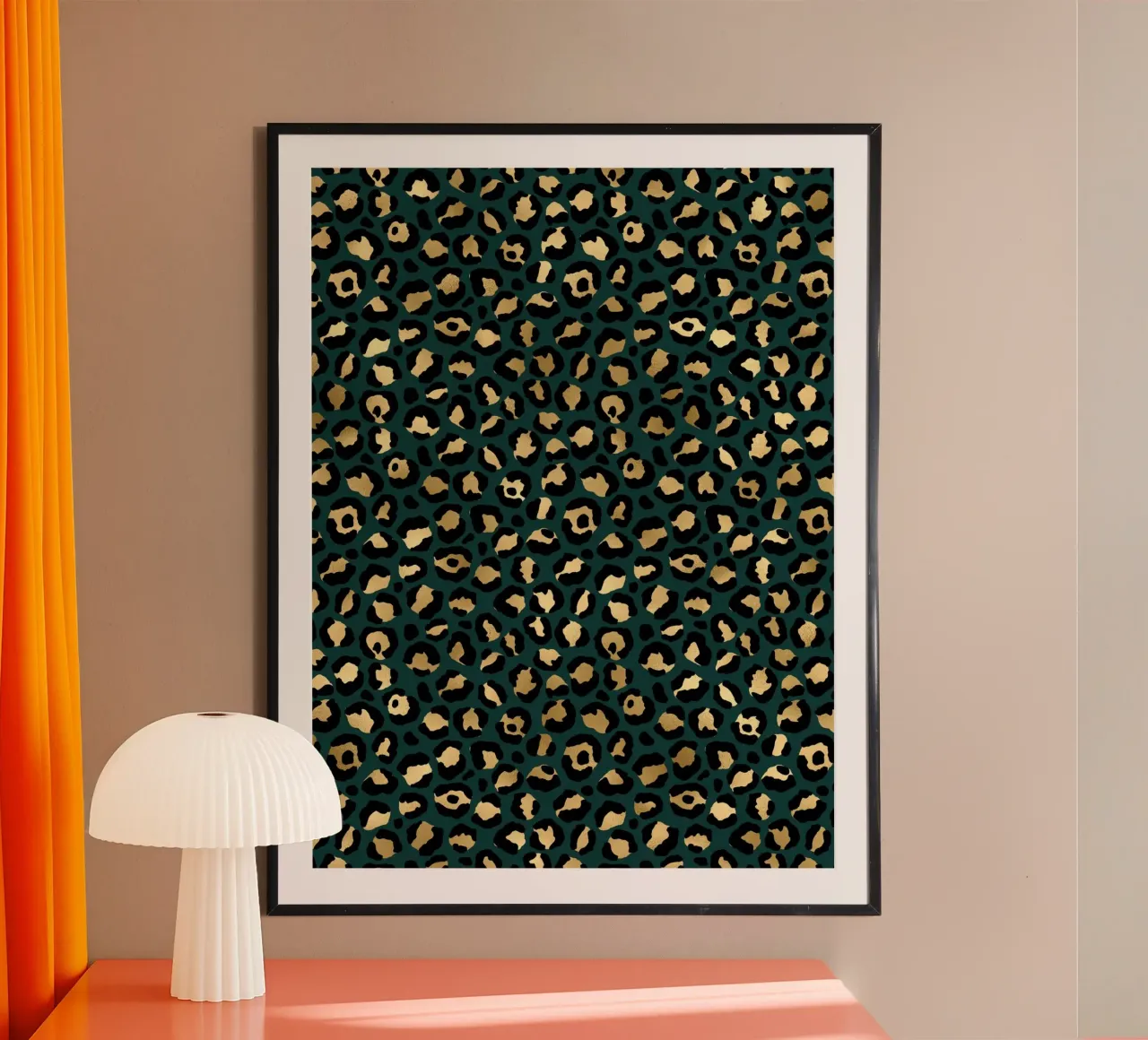 Verde, nero e oro Modello animale 1 poster con telaio in alluminio da Yaso Design Animal