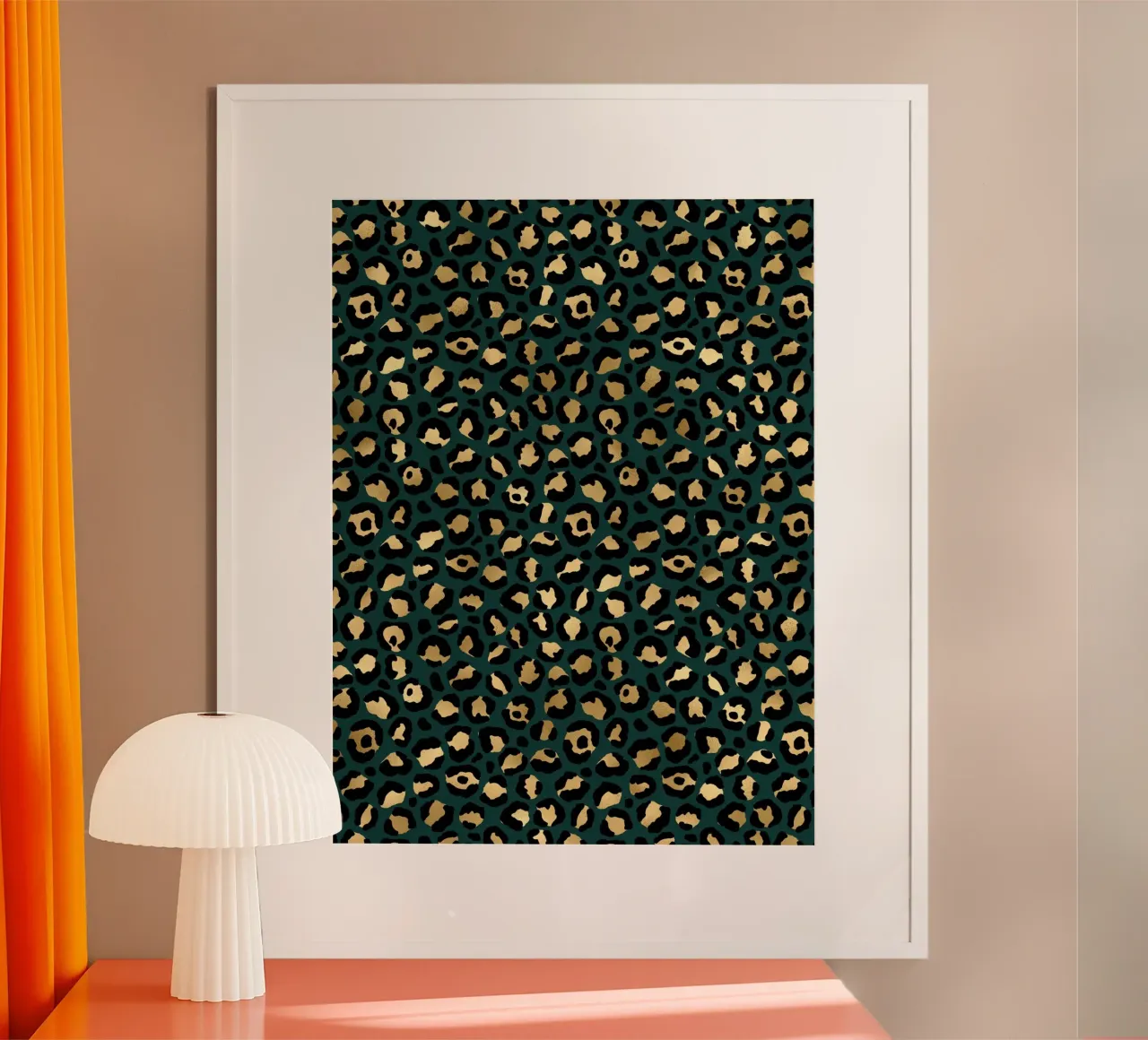 Verde, nero e oro Modello animale 1 poster con telaio in alluminio da Yaso Design Animal