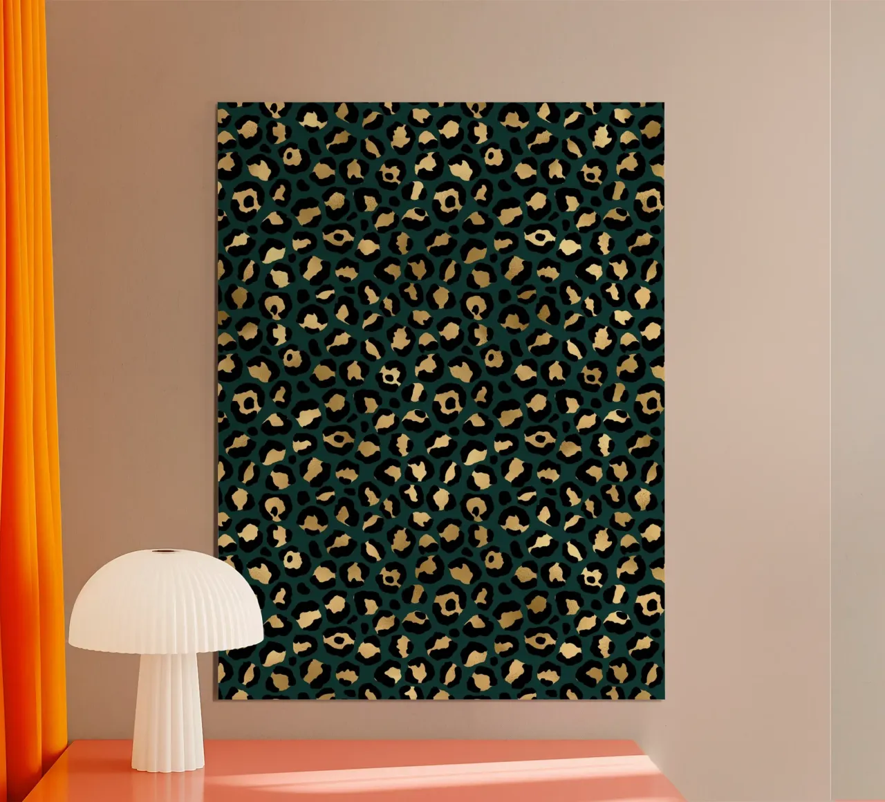 Verde, nero e oro Modello animale 1 poster con telaio in alluminio da Yaso Design Animal