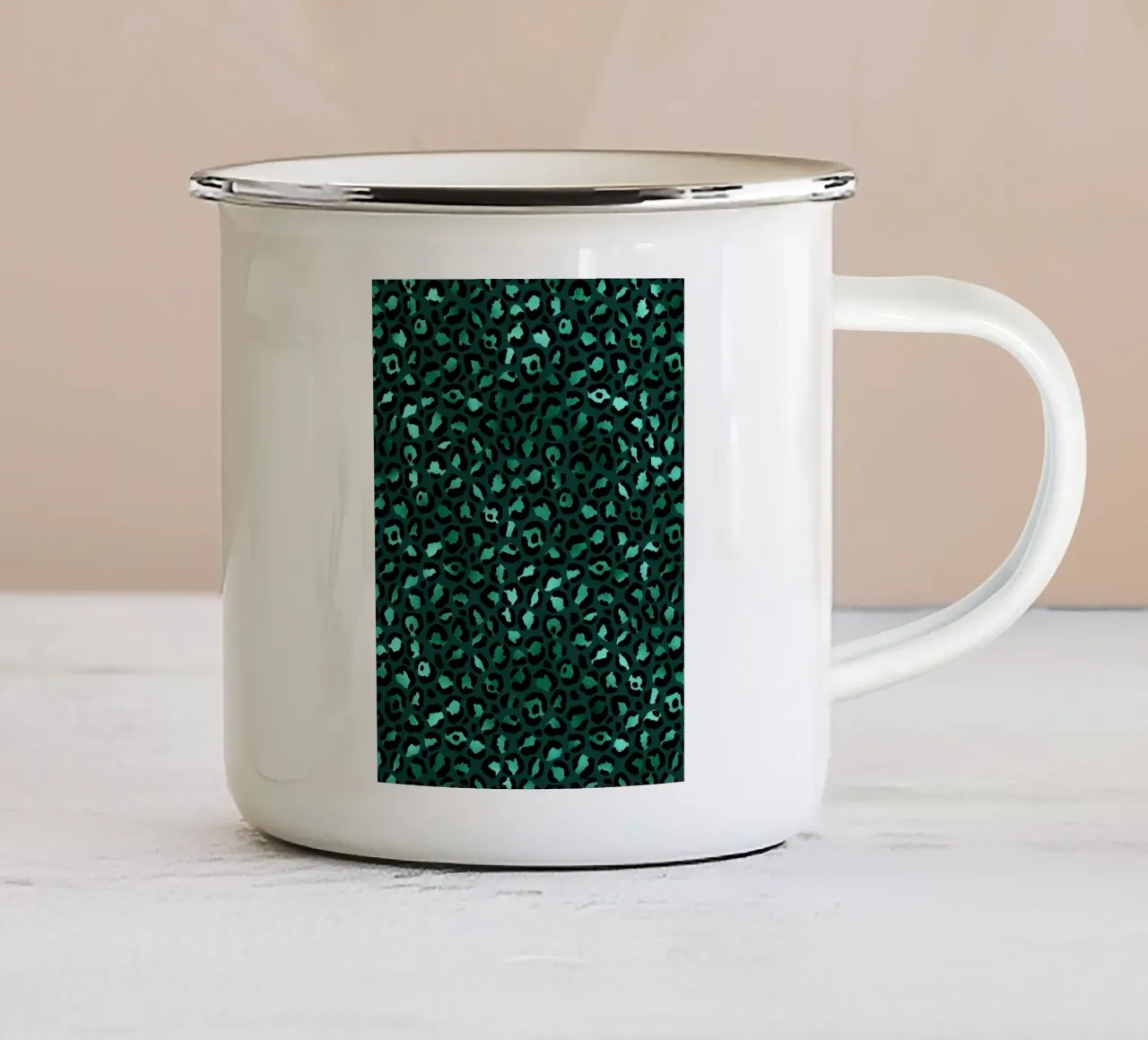 Motivo animale nero e verde 2 tazza in smalto da Yaso Design Animal