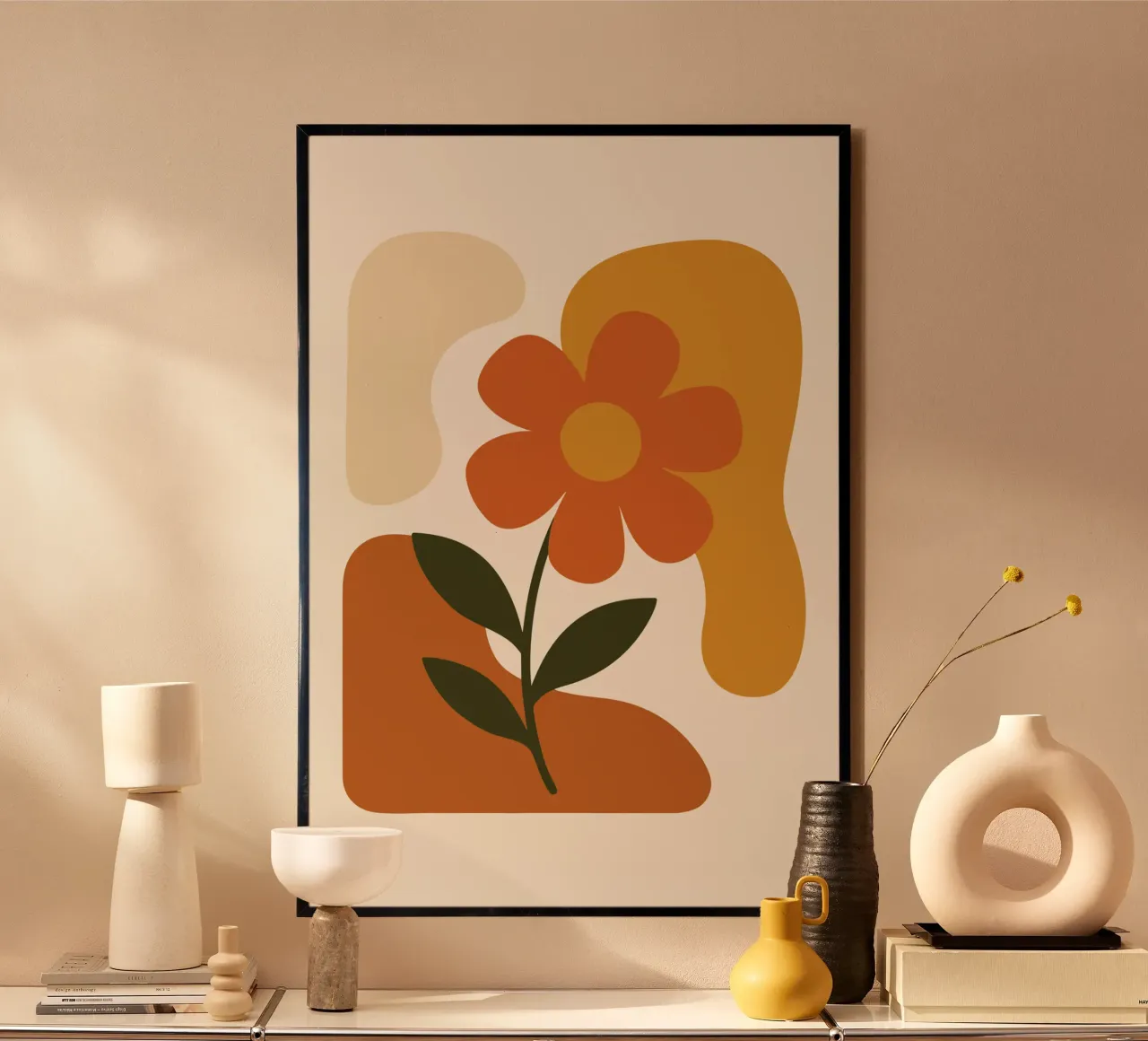 Abstract Botanical Silhouette poster con telaio in alluminio da LisaArtes