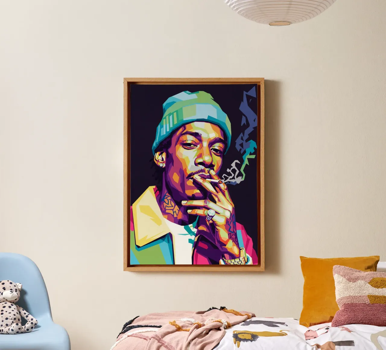 Wiz Khalifa si gode le sigarette #1 tela con Cornice a cassetta da Hantamrata