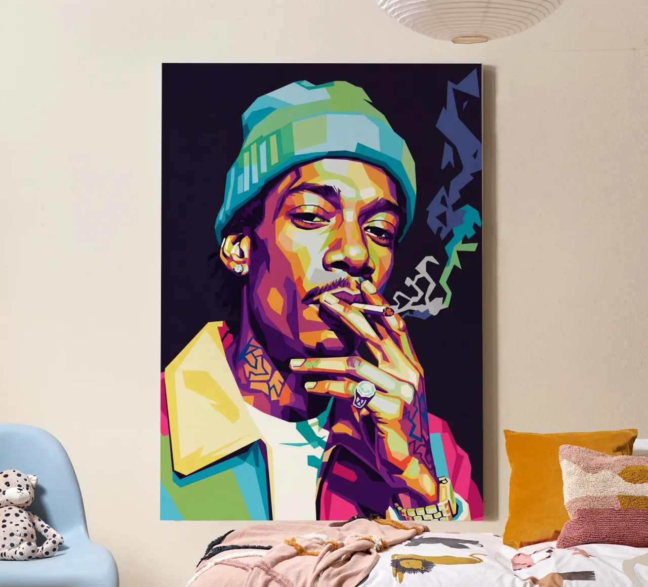 Wiz Khalifa si gode le sigarette #1 tela con Cornice a cassetta da Hantamrata
