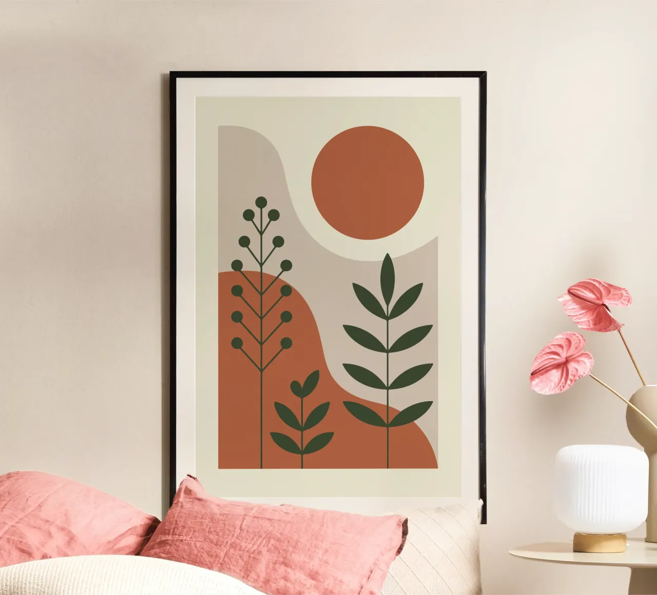 Abstract Forest Lines Poster mit Kunststoffrahmen von LisaArtes