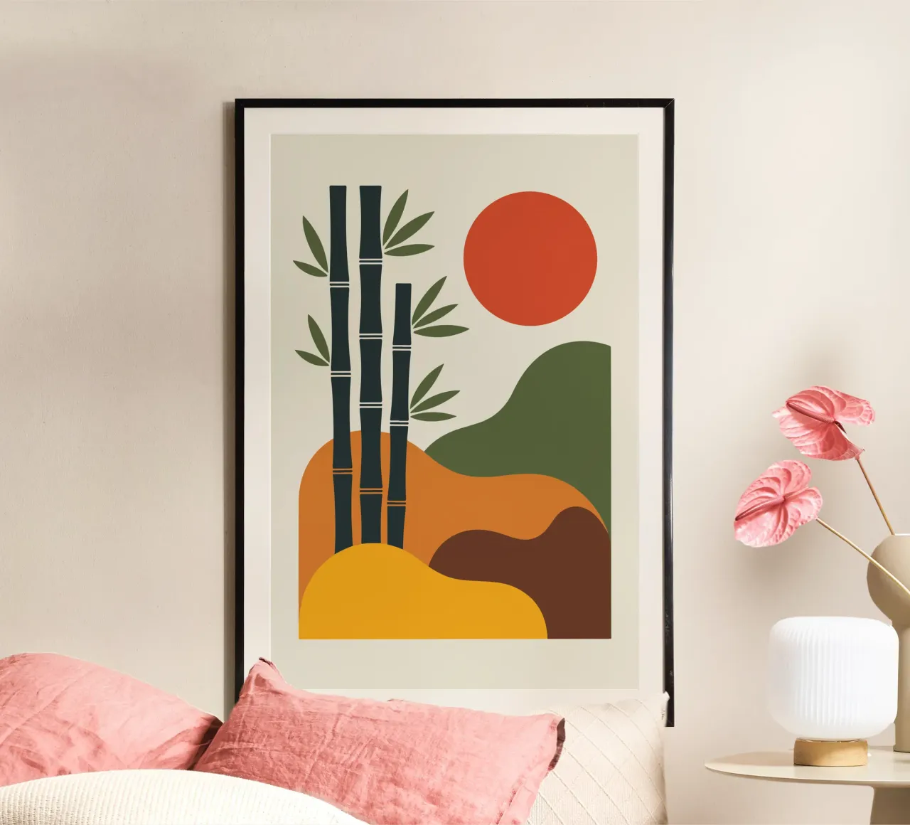 Bamboo Desert poster con telaio in legno da LisaArtes