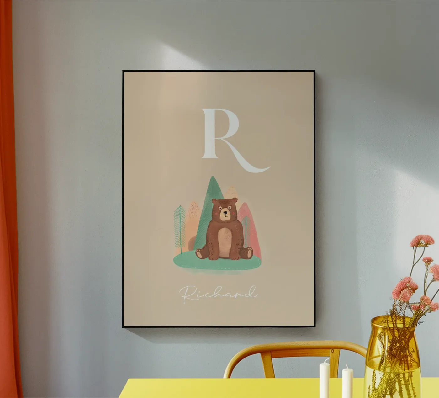 Initialen met beer acryl van mymia