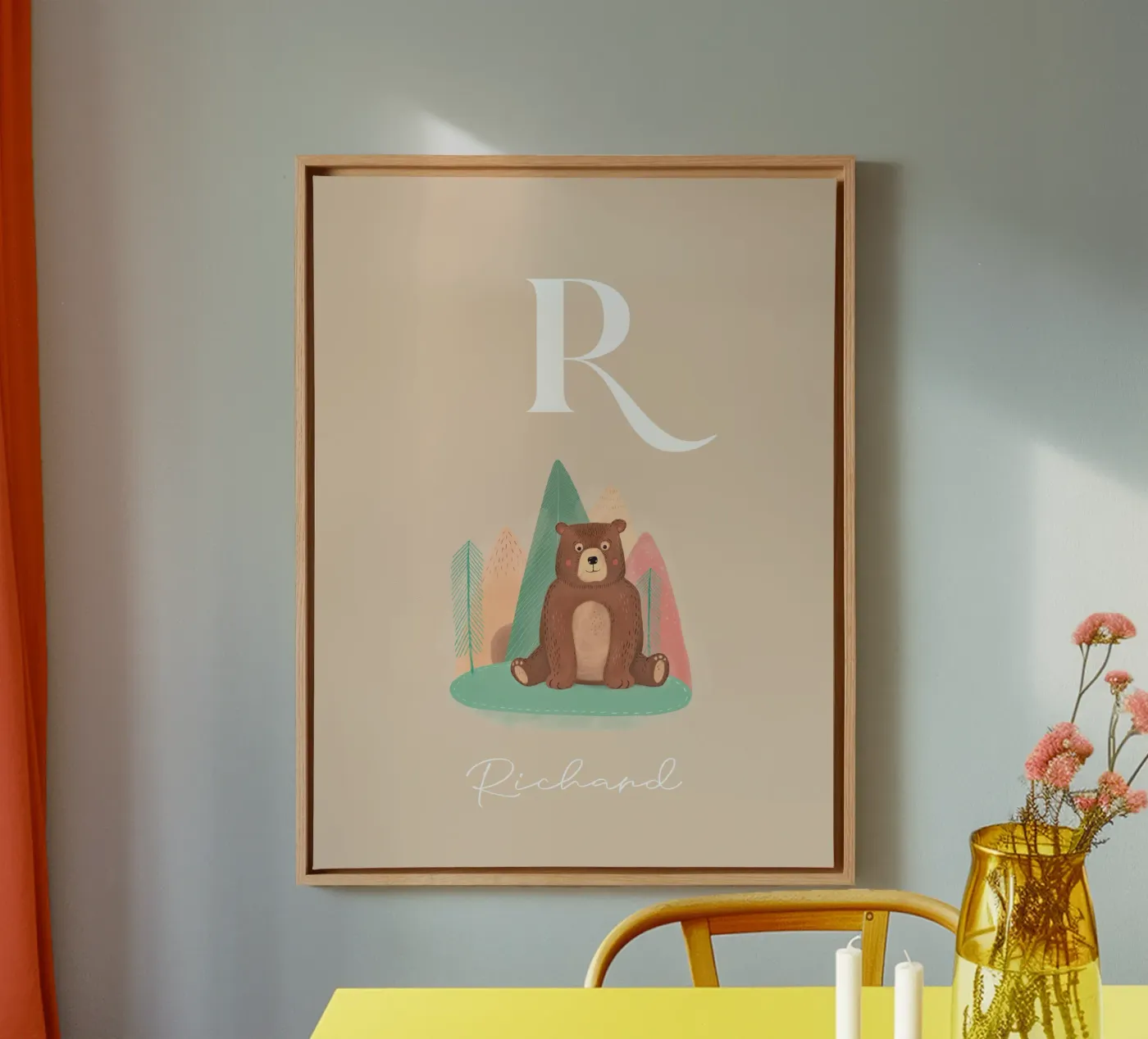 Initial with bear canvas by mymia