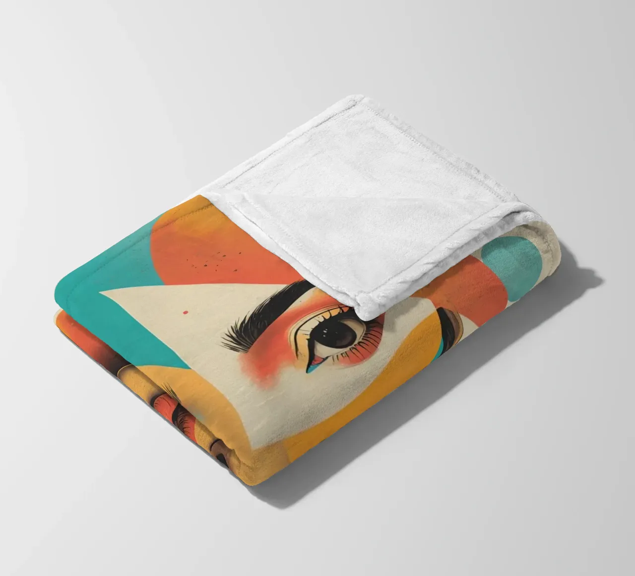 Volto di donna con sovrapposizione di forme geometriche in pastello coperta in pile da DesignDoodle