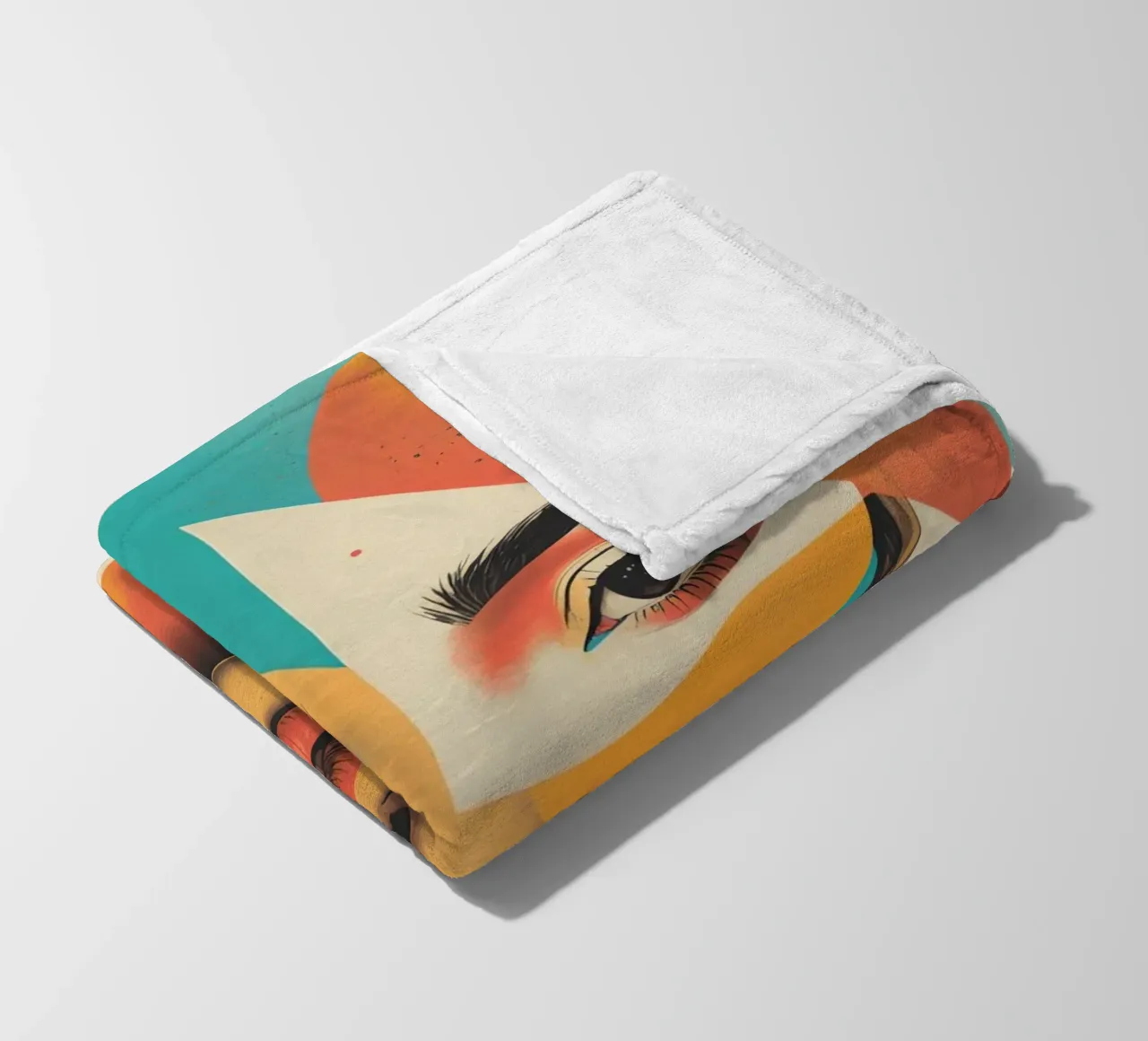 Volto di donna con sovrapposizione di forme geometriche in pastello coperta in pile da DesignDoodle