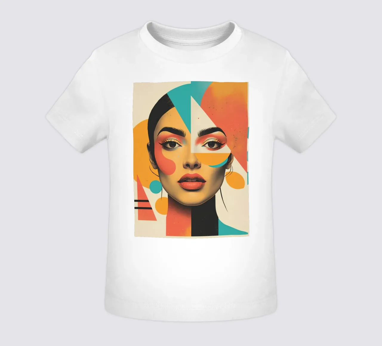 Volto di donna con sovrapposizione di forme geometriche in pastello maglietta neonato da DesignDoodle