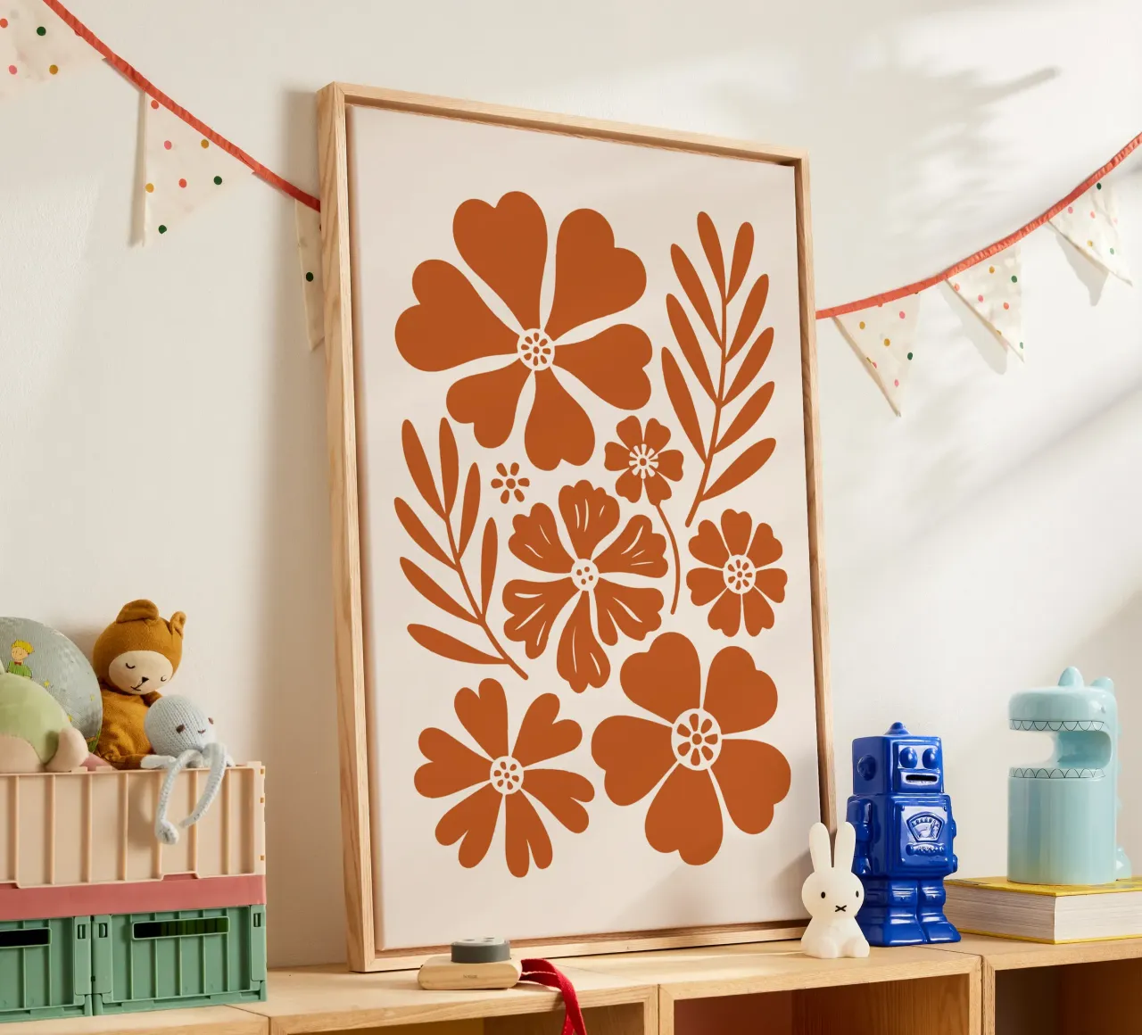 boho abstract flowers tela con Cornice a cassetta da LisaArtes