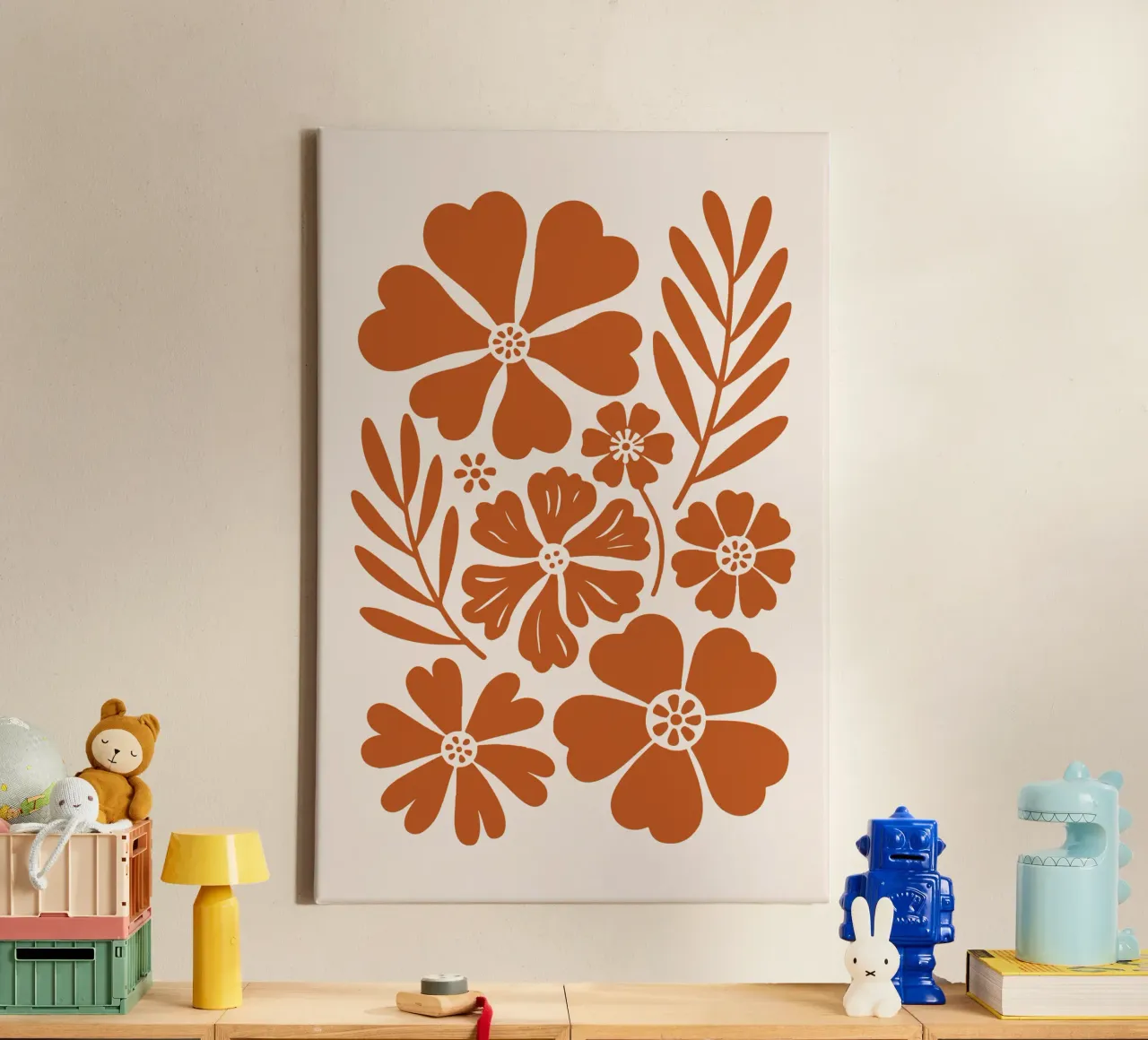 boho abstract flowers tela con Cornice a cassetta da LisaArtes