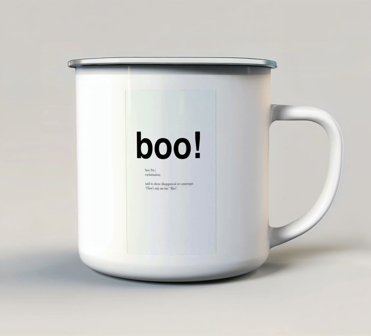 The boo interjection tazza in smalto da Matěj Kašpar Jirásek