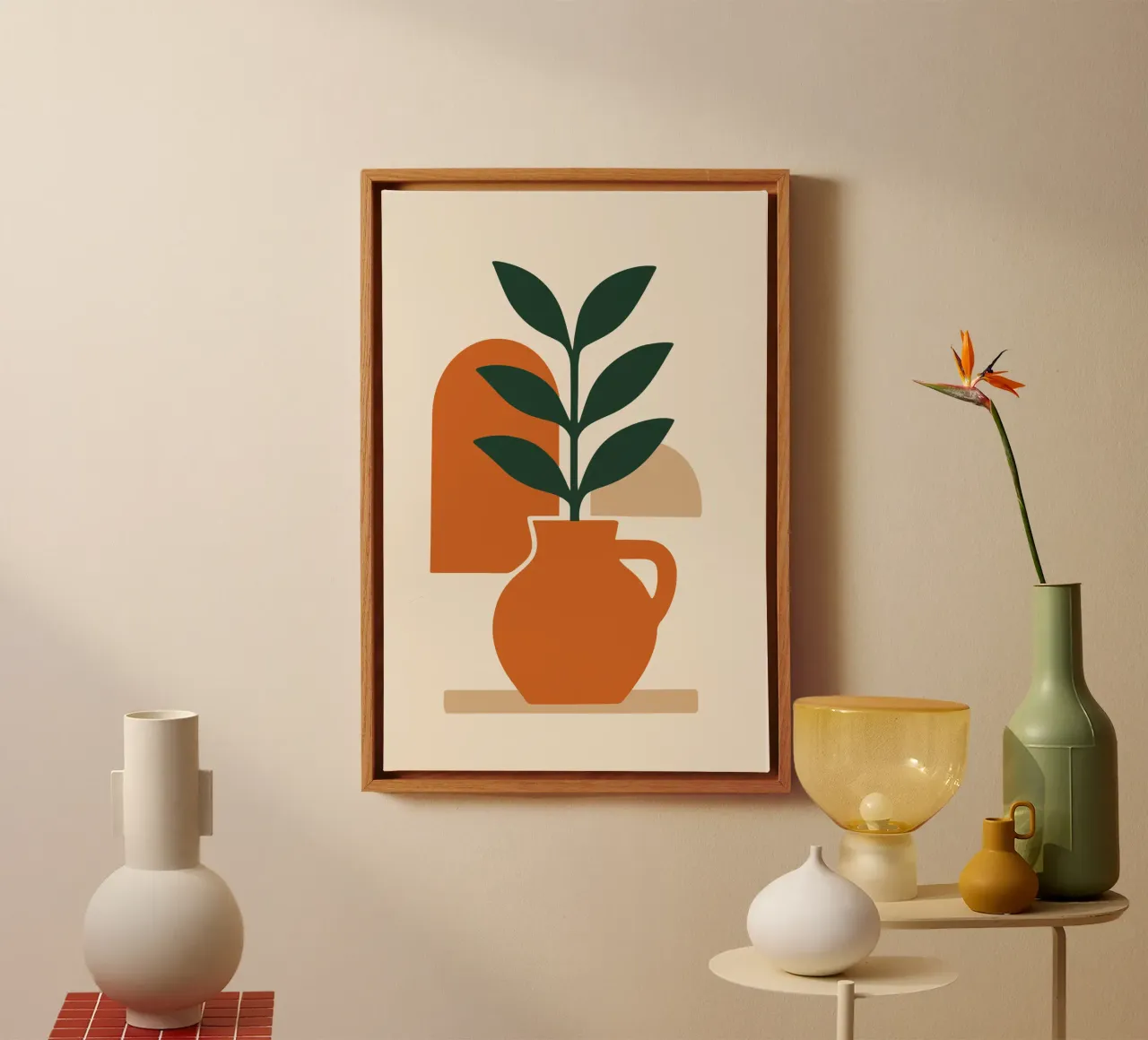 boho abstract flowers 2 tela con Cornice a cassetta da LisaArtes