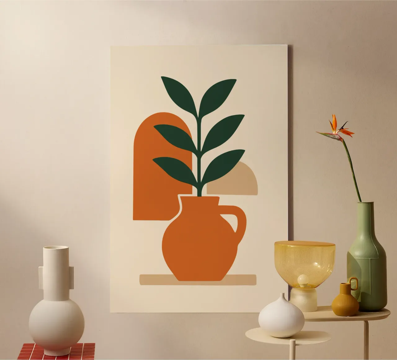 boho abstract flowers 2 tela con Cornice a cassetta da LisaArtes