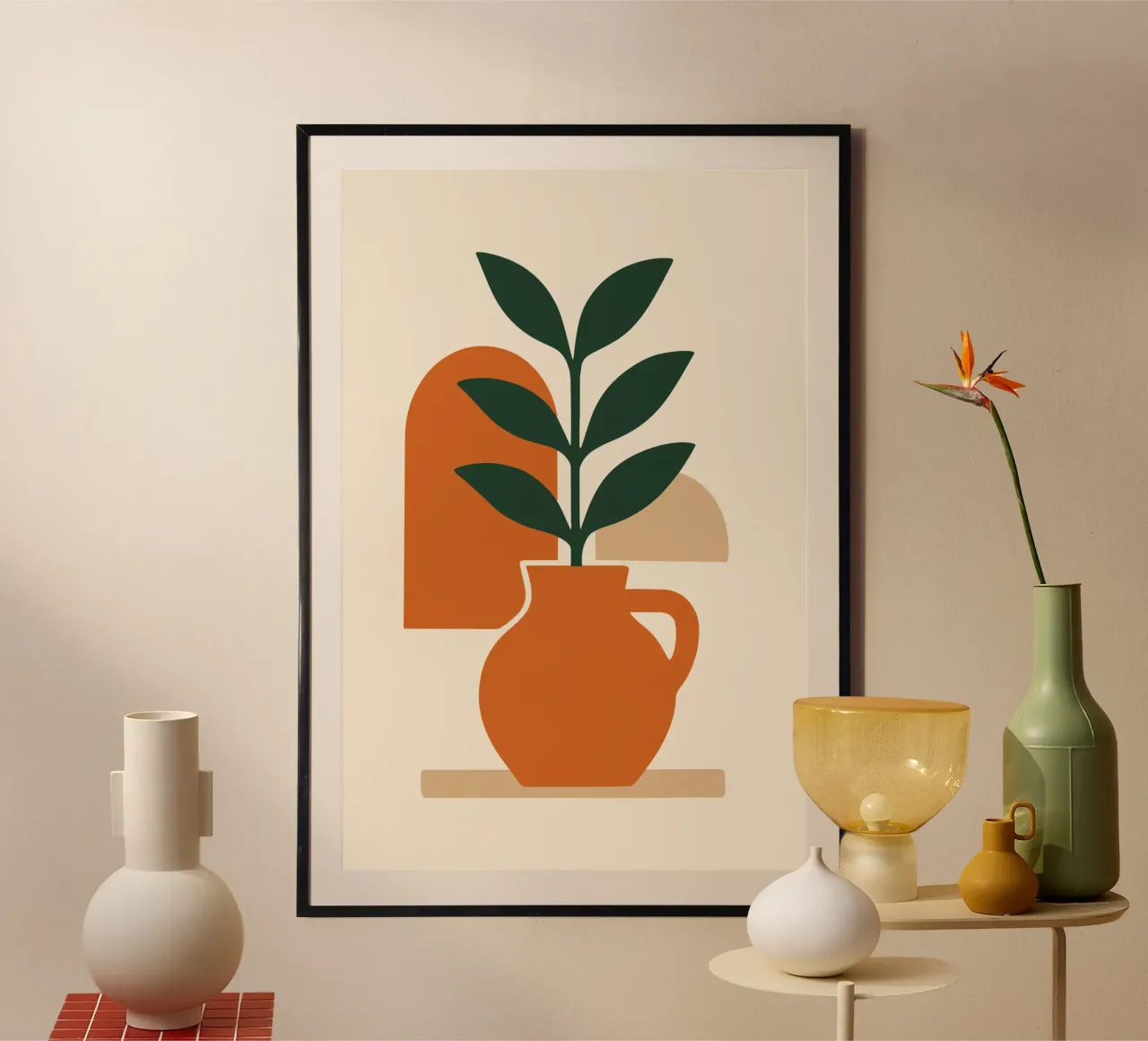 boho abstract flowers 2 poster con telaio in alluminio da LisaArtes