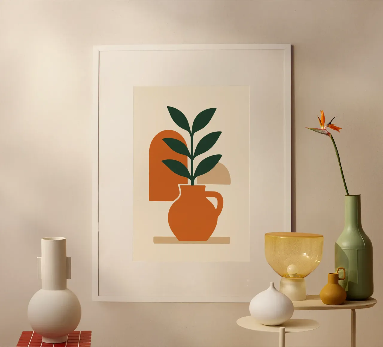boho abstract flowers 2 poster con telaio in alluminio da LisaArtes