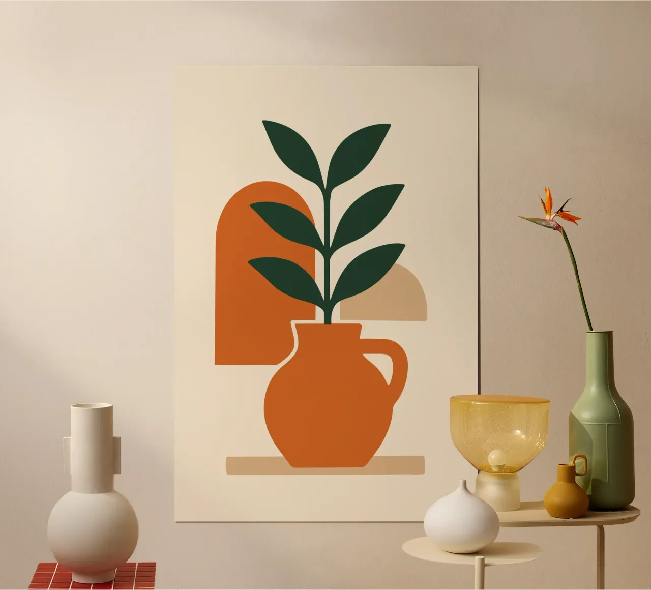 boho abstract flowers 2 poster con telaio in alluminio da LisaArtes