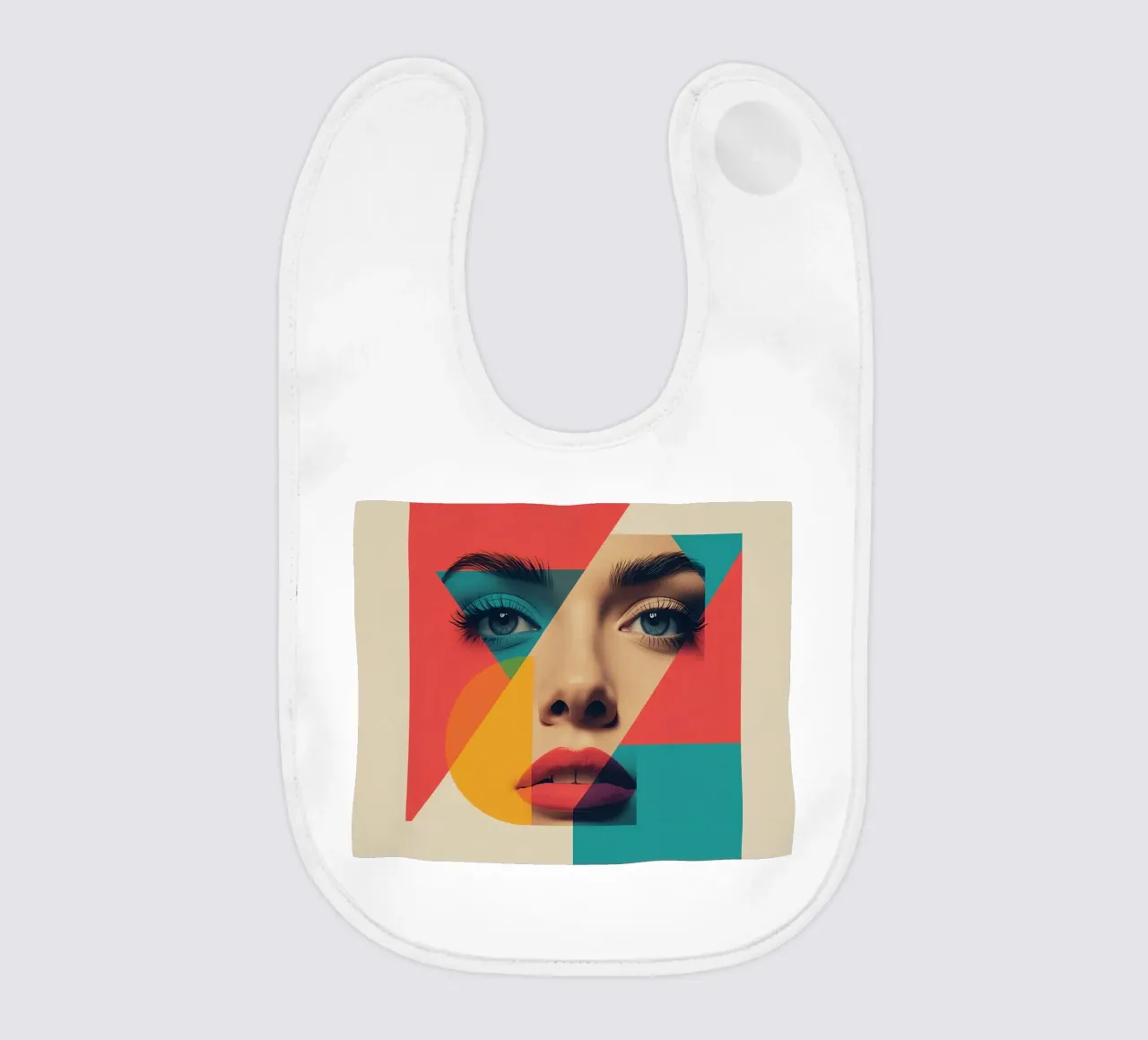 Modello di viso di donna con sovrapposizione di forme geometriche bavaglino da DesignDoodle