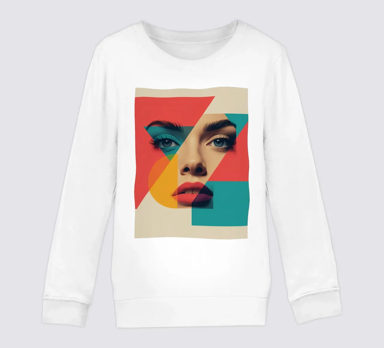 Modello di viso di donna con sovrapposizione di forme geometriche felpa bambino da DesignDoodle