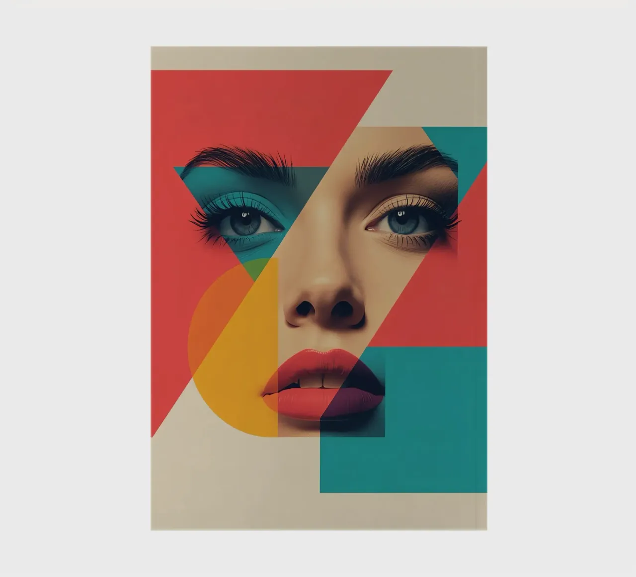 Model Woman's Face with Geometric Shapes Overlay notebook by DesignDoodle
