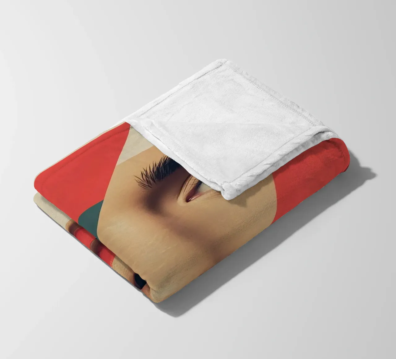 Modello di viso di donna con sovrapposizione di forme geometriche coperta in pile da DesignDoodle