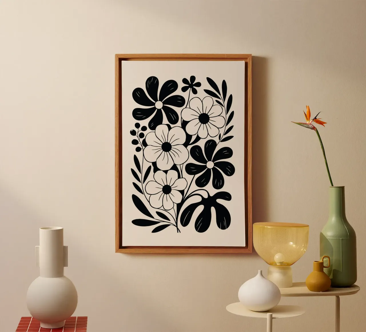 boho abstract flowers tela con Cornice a cassetta da LisaArtes