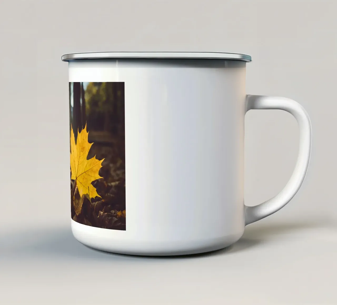 Autunno dorato - foglia d'acero in controluce tazza in smalto da Natur Wandbild — Orte für die Seele