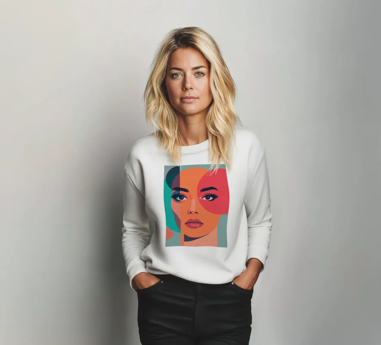 Volto di donna con forme geometriche felpa da DesignDoodle