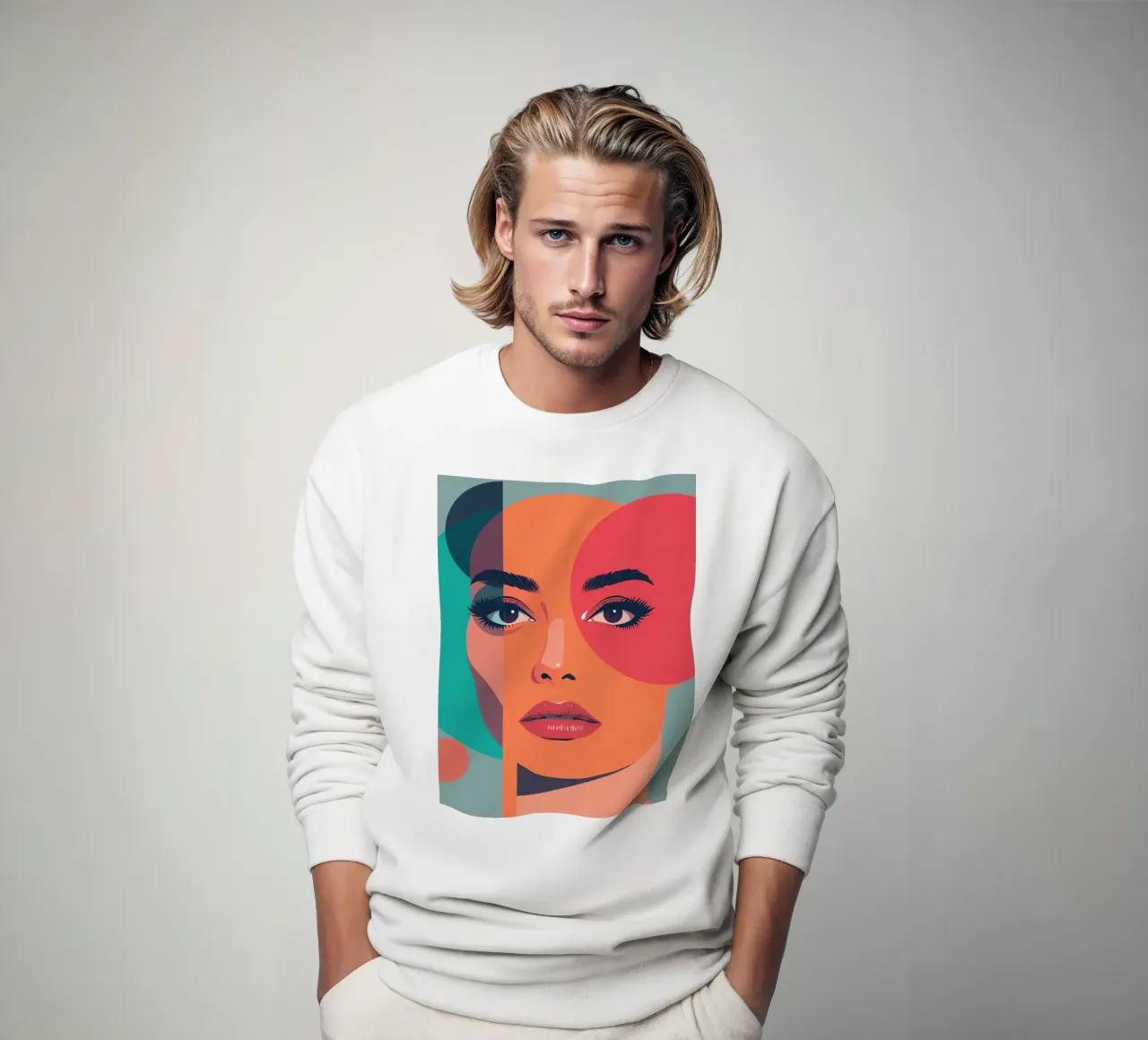 Volto di donna con forme geometriche felpa da DesignDoodle