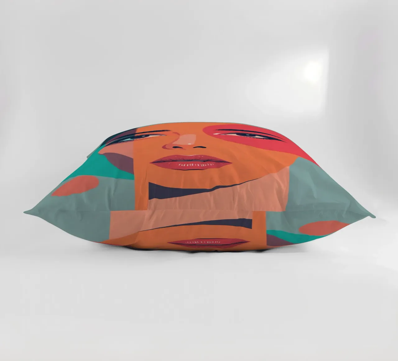 Volto di donna con forme geometriche cuscino da DesignDoodle