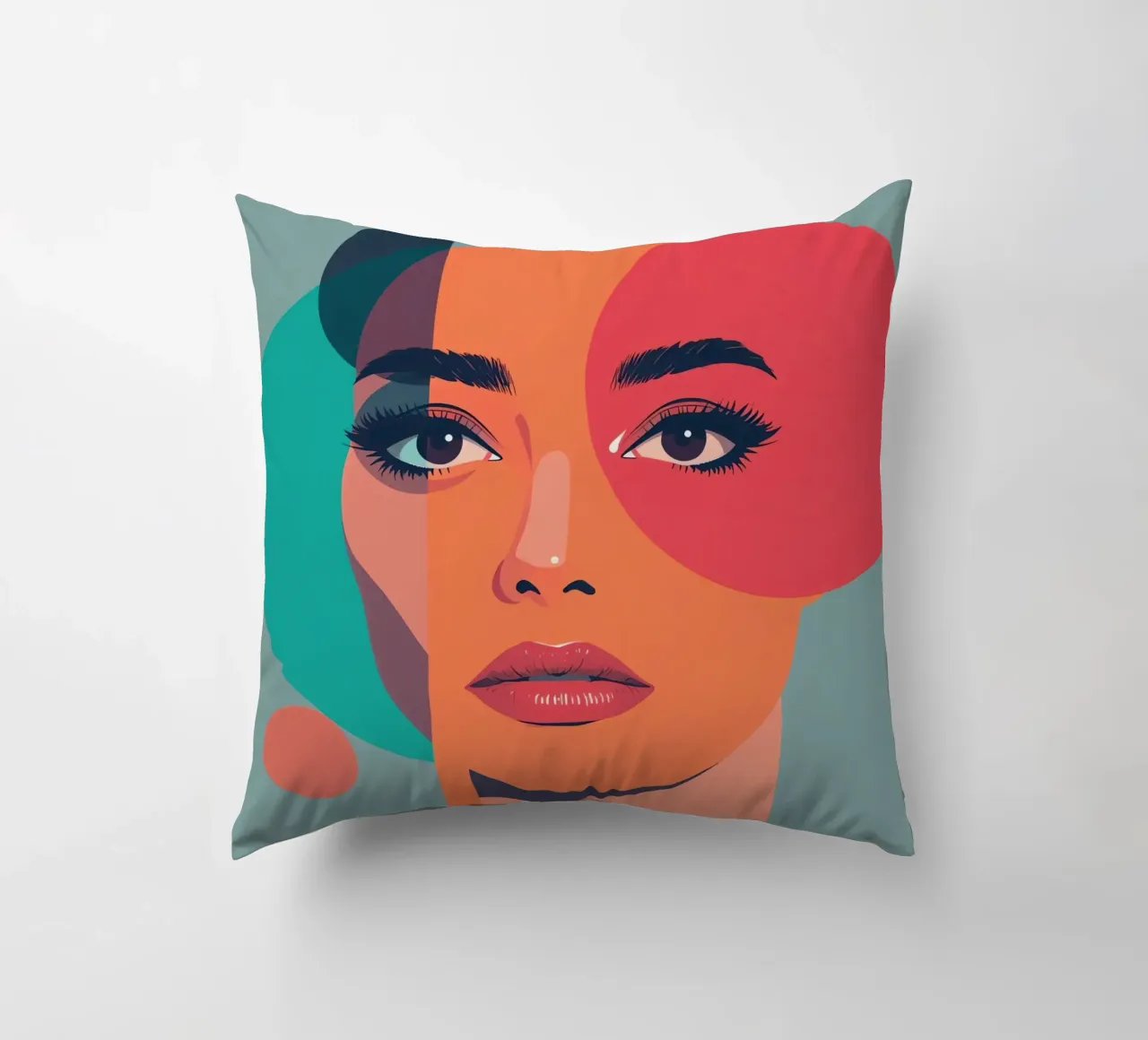 Volto di donna con forme geometriche cuscino da DesignDoodle