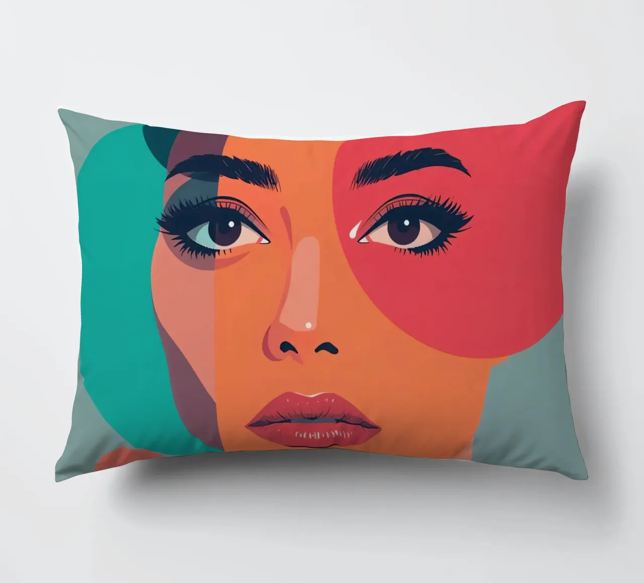 Volto di donna con forme geometriche cuscino da DesignDoodle