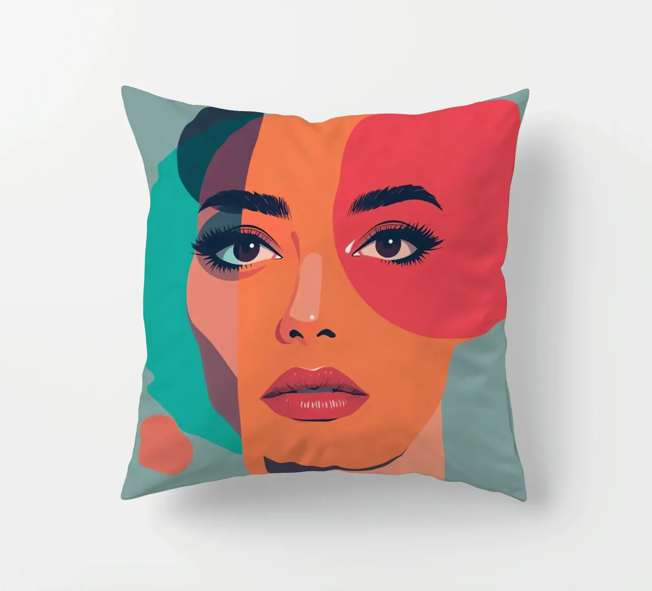 Volto di donna con forme geometriche cuscino da DesignDoodle