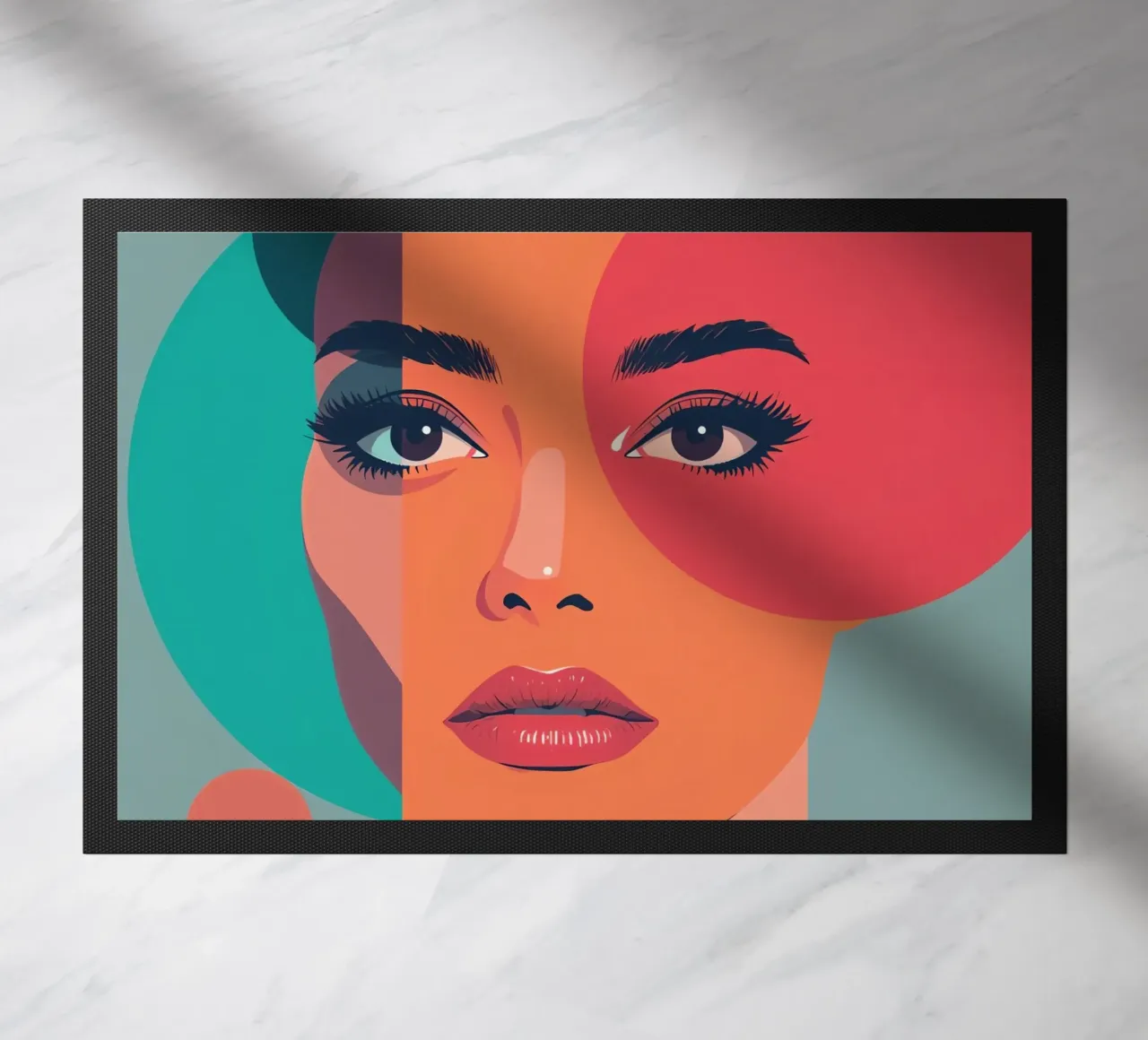 Volto di donna con forme geometriche zerbino da DesignDoodle