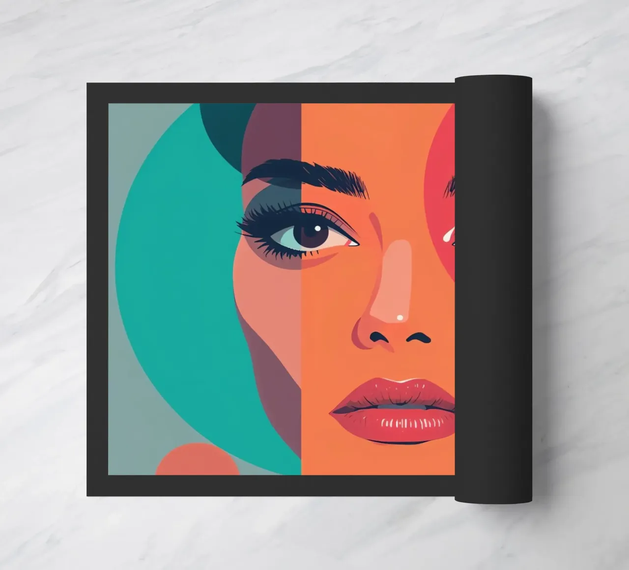 Volto di donna con forme geometriche zerbino da DesignDoodle