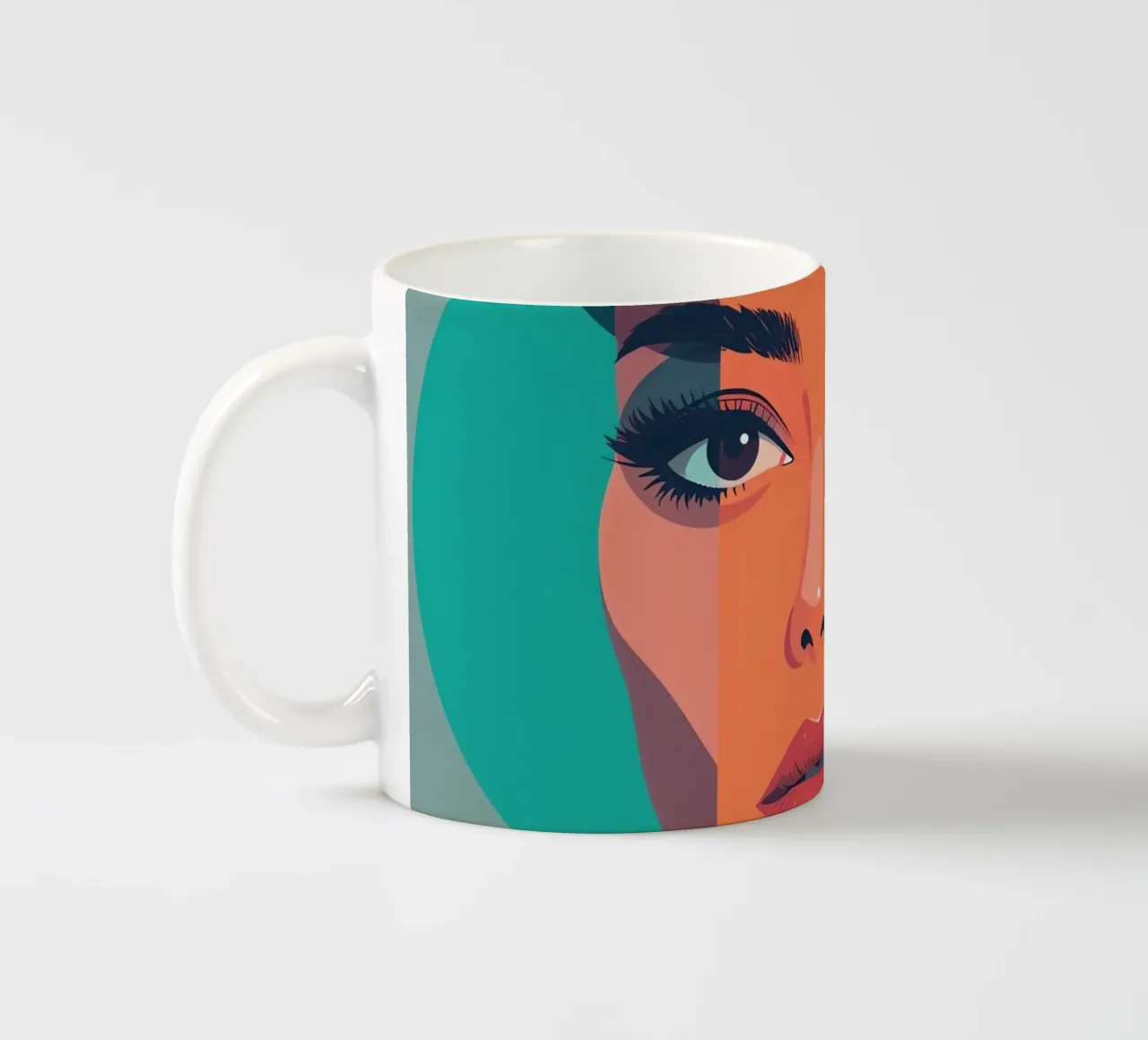 Volto di donna con forme geometriche tazza in ceramica da DesignDoodle
