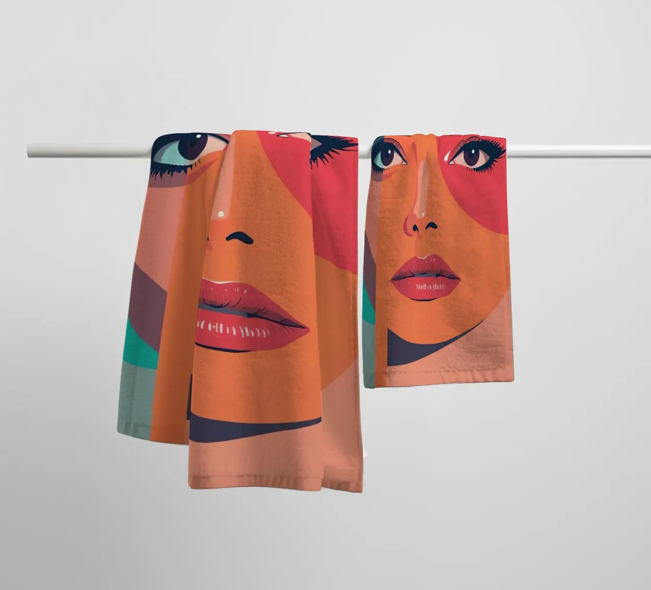 Volto di donna con forme geometriche asciugamano da bagno da DesignDoodle