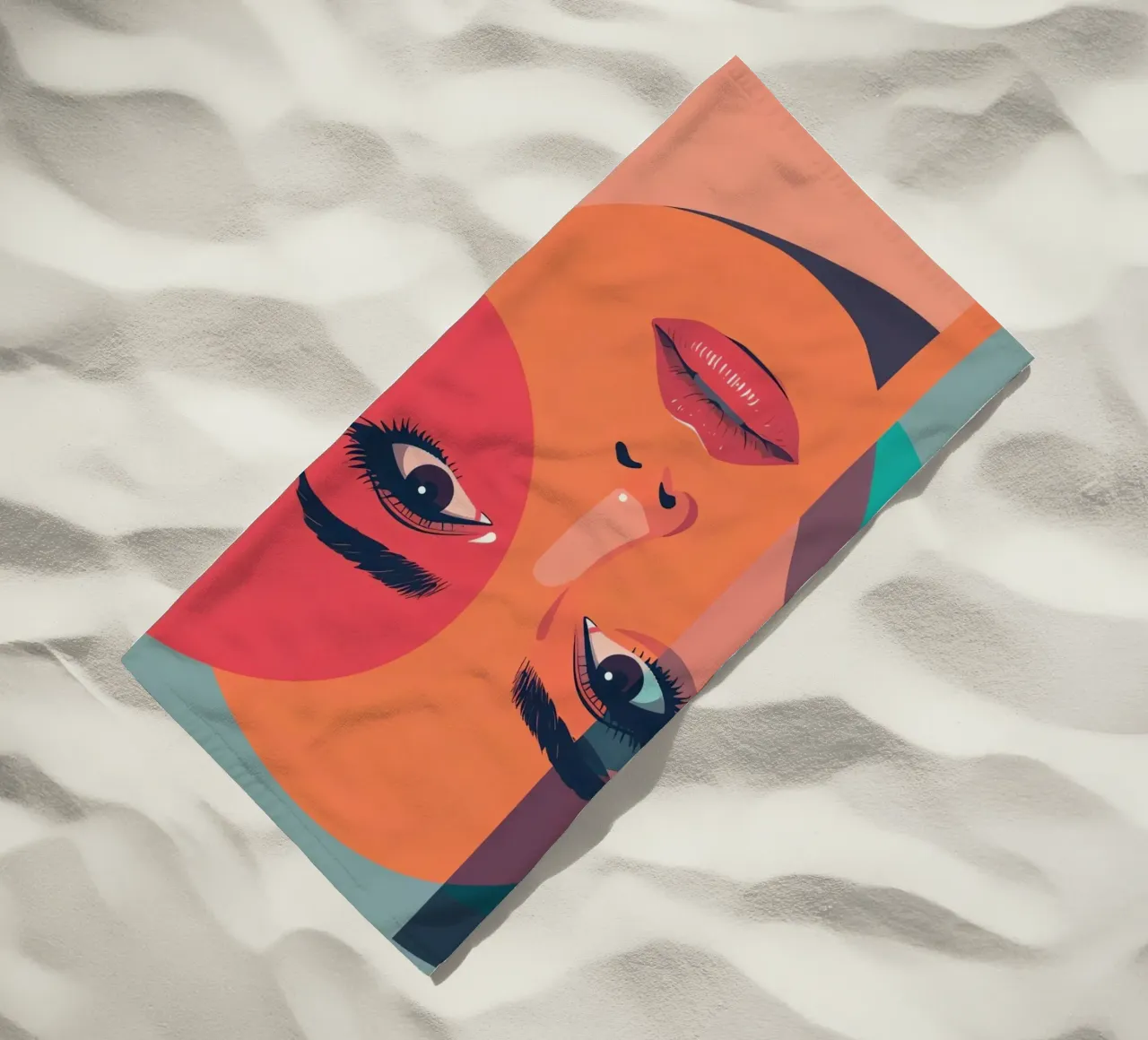 Volto di donna con forme geometriche telo mare da DesignDoodle