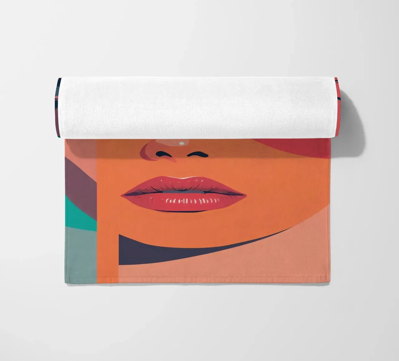 Volto di donna con forme geometriche telo mare da DesignDoodle