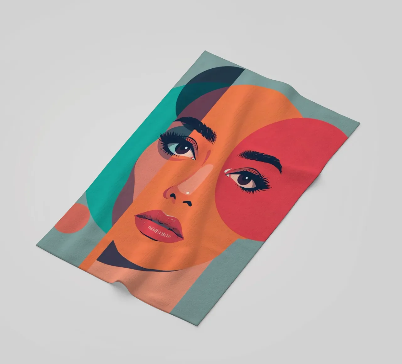 Volto di donna con forme geometriche telo mare da DesignDoodle