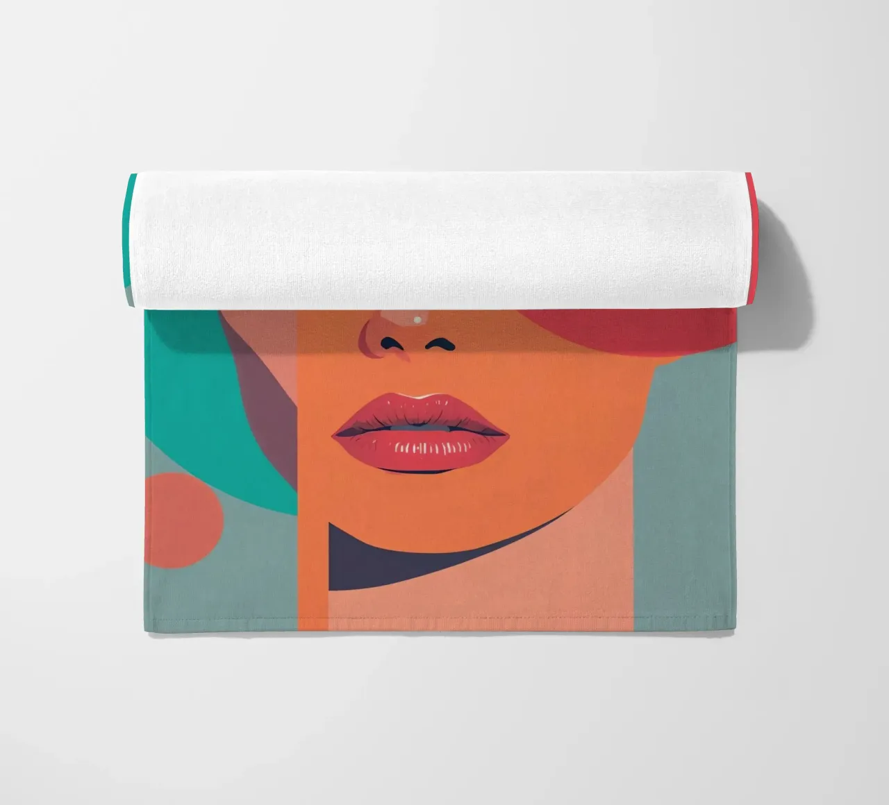 Volto di donna con forme geometriche telo mare da DesignDoodle