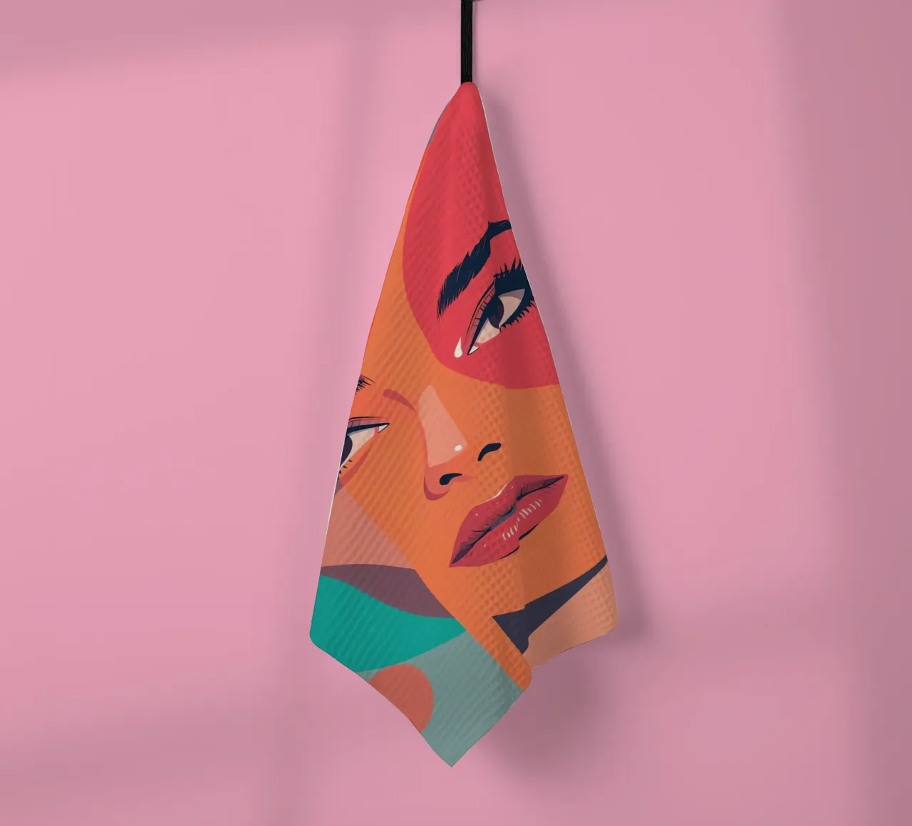 Volto di donna con forme geometriche canovaccio da cucina da DesignDoodle